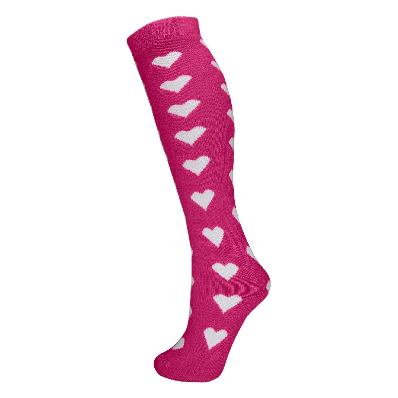 Manbi-PPP Patterned Tube Sock Hearts Raspberry